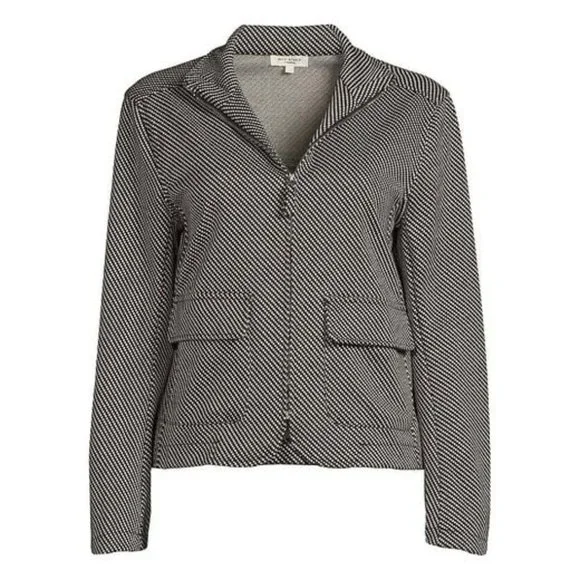 Max Studio Knit Textured Zip Up Jacket - Picture 2 of 6